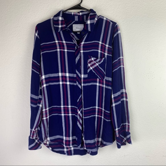 Rails Purple HUNTER NAVY ORCHID Button Up TOP XS - Picture 2 of 7